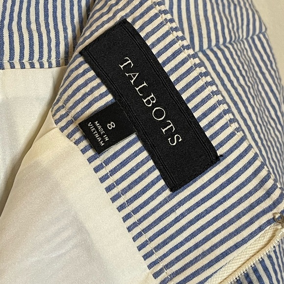 Talbots Blue White Striped Cotton Blend Skirt Sz 8 | Casual Beach Business - Picture 3 of 7